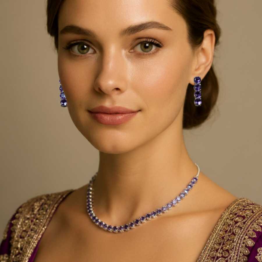 Blue Stone Necklace Set