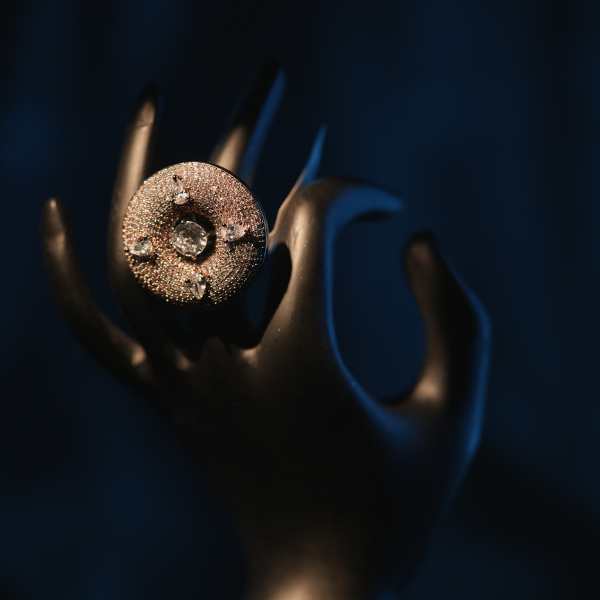 Party Wear Crystal Halo Finger Ring