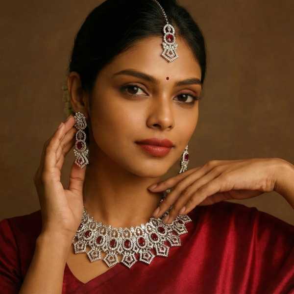 Silver Bridal Choker Set