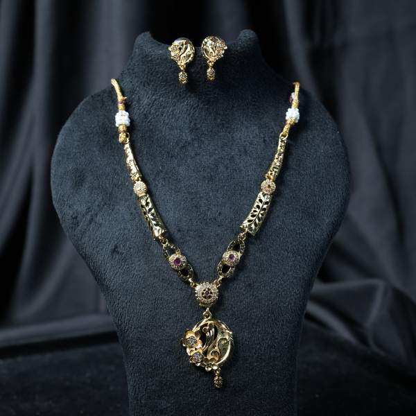 Traditional One Gram Gold Plated Necklace Set
